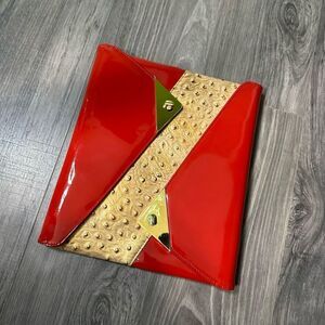 Ashard Richley envelope Red patent elegant clutch bag
